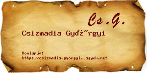 Csizmadia Györgyi névjegykártya